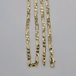 Beautiful Delicated Chain Figaro Stylo Plain, 20 inches 3.5 mm Laminated Gold chain only.