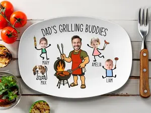 Dad’s Grilling Plate, Father’s Day Gift From Kids, Personalized Grilling Plate, Custom Grilling Plate Gift With Kids Names, BBQ Gift For Dad
