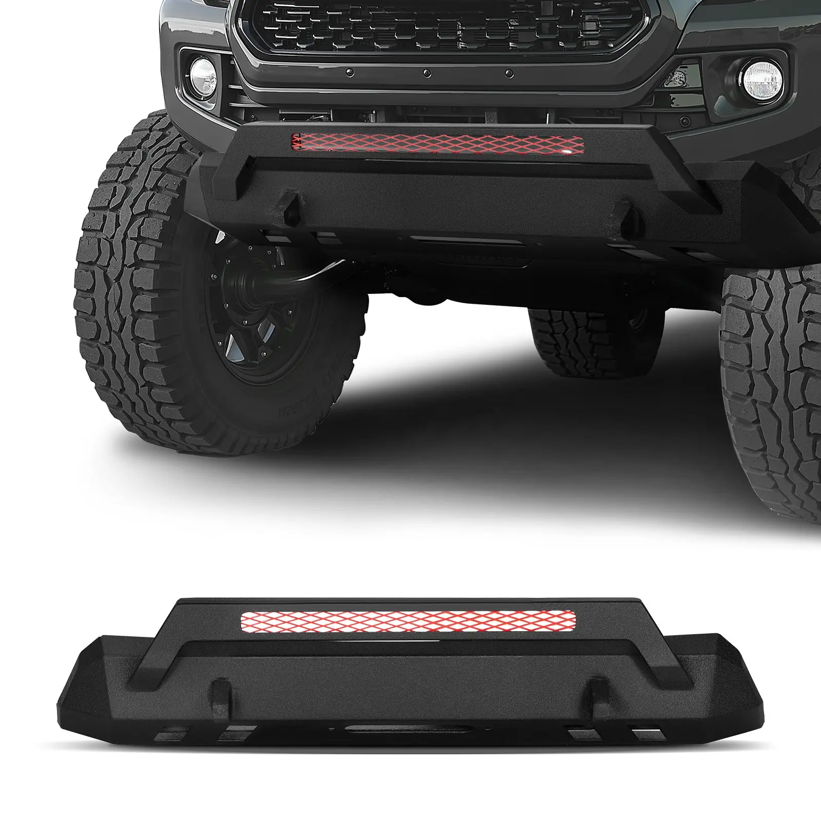 【DealsForYouDays】VEVOR Front Bumper Compatible with 2016-2023 Toyota Tacoma (Excluding Tacoma TRD/Tacoma TRD Sport), Pickup Truck Bumper with Winch Plate D-Ring Mounts, Heavy-Duty Steel Front Bumpers with E-Coating and Bull Bar