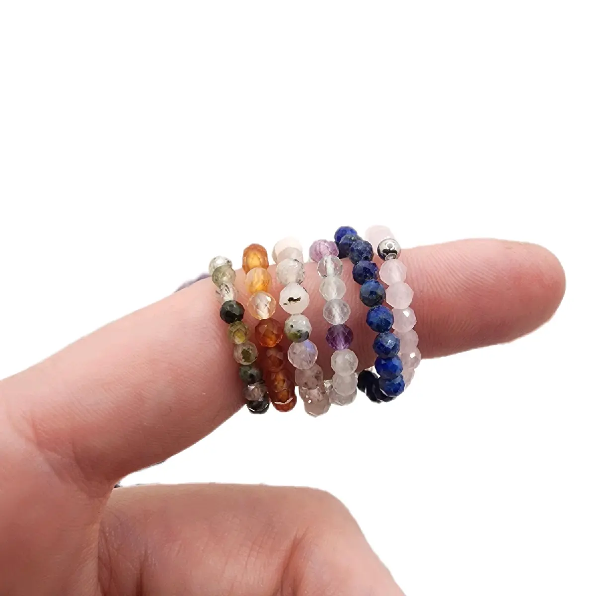 Gemstone Beaded Ring Natural Stone Jewelry Crystal Adjustable Rings Gemstone Beaded Ring Natural Stone Jewelry Crystal Adjustable Rings