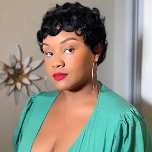 CLHAIR Short Pixie Cut Wavy Curly Black Wig #99J #1BColorful Brizalian Virgin Human Hair Cute Style Wigs For Black Woman Daily Party Use dealsforyourdays
