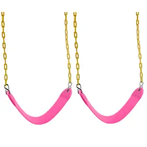 Swing Set Stuff Inc. 2 Pack Pink Belt Swing Seat with Yellow Coated Chain