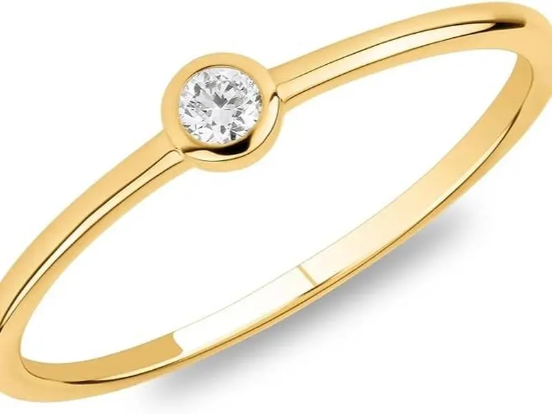 10K YELLOW GOLD LAB-GROWN DIAMOND BEZEL RING FOR WOMEN