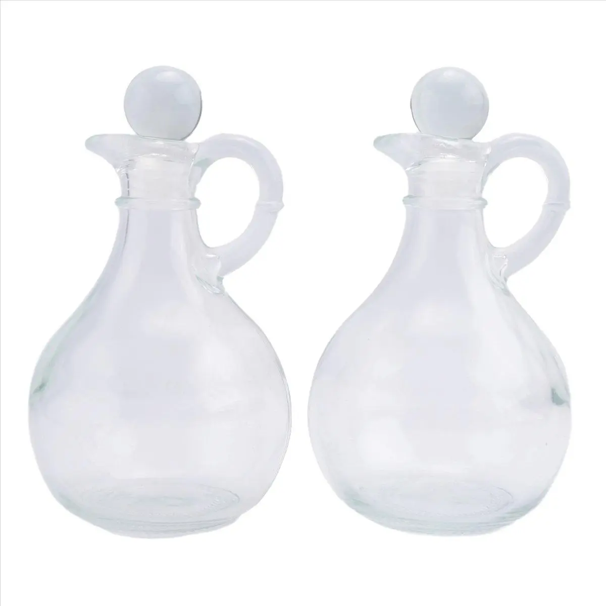 Glass Oil and Vinegar Bottles (2 Piece Set) Round Dispenser Bottle with Stopper