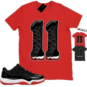 Unisex Shirt Match AJ 11 Low Bred 2025 Sneaker Matching Sneakerhead Number 11s T-Shirt, 11 Low Bred Outfit, Trending Shirts, Top Tshirt
