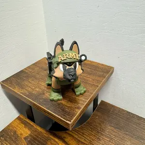 3D Printed Army Dog with Removable Gun - Decorative Figurine