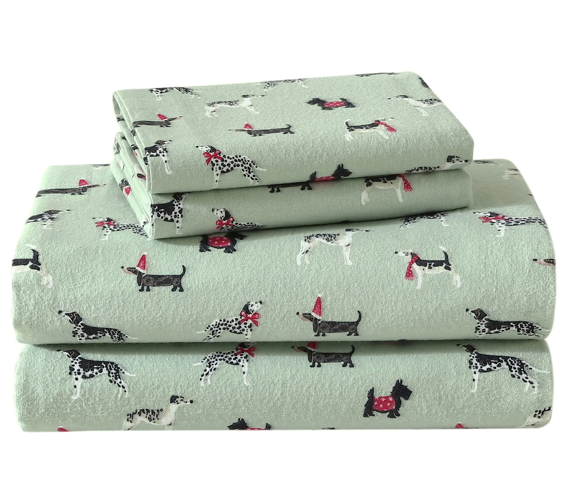 Laura Ashley Holiday Pups Twin Flannel Sheet Set