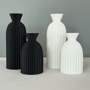 Black Vase, Matte Simple Boho Vase for Pampas Grass, Modern Art Decorative Vases, Cylinder Vases,  for Kitchen, Bathroom, Table, Shelf, Fireplace Decor, Home, Living Room, Dining Table, Farmhouse, Office Decor, Bedroom, and Kitchen Shelf