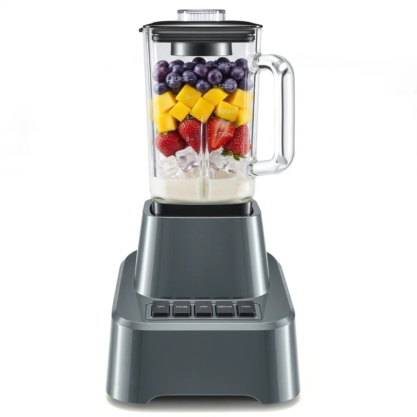 Frozen Fruit & Ice Crushing Blender for Kitchen – 4 Speeds + Pulse, 54oz Large Glass Jar for Smoothies, Milkshakes & Frozen Desserts