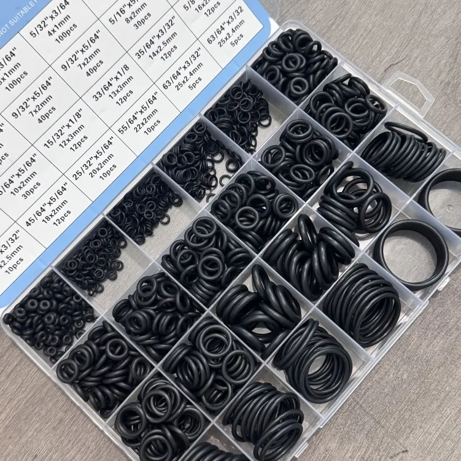 950 pieces of heavy-duty nitrile O-ring and gasket sealing kit, Industrial (20 sizes, metric and imperial) - black O-ring, suitable for automobiles, pneumatics, pipelines, high-pressure cleaning machines, DIY repairs - batch packaging compatibility Parts