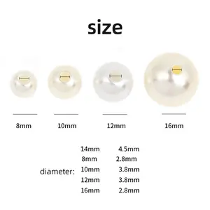 【B7】6mm-16mm holed ABS imitation pearl loose beads pearl DIY jewelry accessories