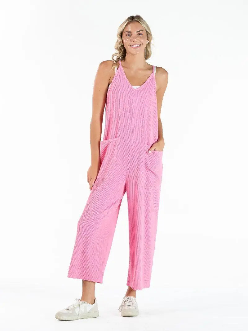 Corded Jumpsuit - Pink - by Simply Southern
