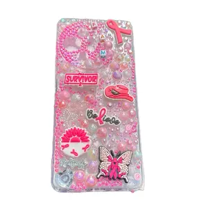 Junk Phone Cases - Pink Decorated with "Survivor" and "Believe" Themes, Sparkling Design