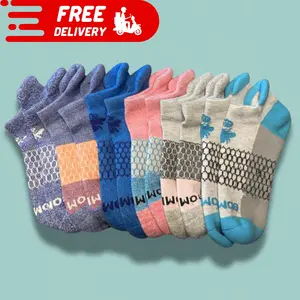 PACK 2,3,4,5 BB Ankle Socks for Women & Men Honeycomb Comfort Seamless Toe Breathable Cotton Compression Fit Color Block Unisex Running Socks Size S M L