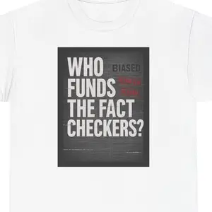 Conspiracy Streetwear Graphic Tee – WHO FUNDS THE FACT CHECKERS? Distressed Political Shirt