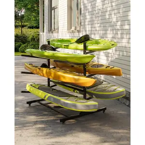 Garvee Freestanding Heavy Duty Kayak Storage Rack for 6 Kayaks or Canoes - Adjustable Double-Sided Premium Stand for Indoor and Outdoor Use