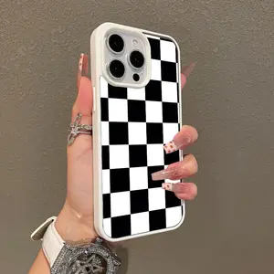 Trendy Magnetic Case for iPhone11/12/13/14/15/16/promax Minimalist checkerboard MagSafe Ready, Ultra Thin & Shockproof | Cute Pick for Girls