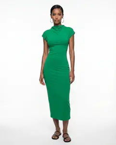 Emerald Green Draped Sheath Dress