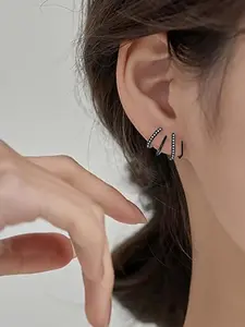 Women's Elegant Rhinestone Decorated Stud Earrings (1 Pair), Exquisite Trendy Stud Earrings, Fashionable Jewelry for Women for Daily & Party Decoration, Non Piercing Earrings