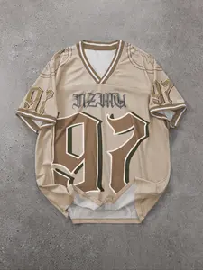 Men's V Neck Loose Fit T-Shirt, Digital Print Design, Casual Style Graphic, Casual Fashion, Perfect for Summer & Daily Wear, Street Style Inspiration, Casual Streetwear Tops