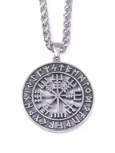 Viking Compass Pendant Necklace, Nordic Axe & Runes Design Pendant Necklace for Men, Charm Necklace, Fashion Jewelry for Party, Daily Decor, Trendy All-match & Exquisite Jewelry for Birthday Gift