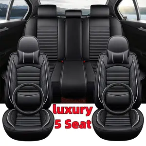 automotive interior decoration Luxury 5 Seat Car Seat Covers - Waterproof Wear-Resistant PU Leather - Full Wrap for All Five Seats - Anti-Stain Protection - All Seasons Suitable