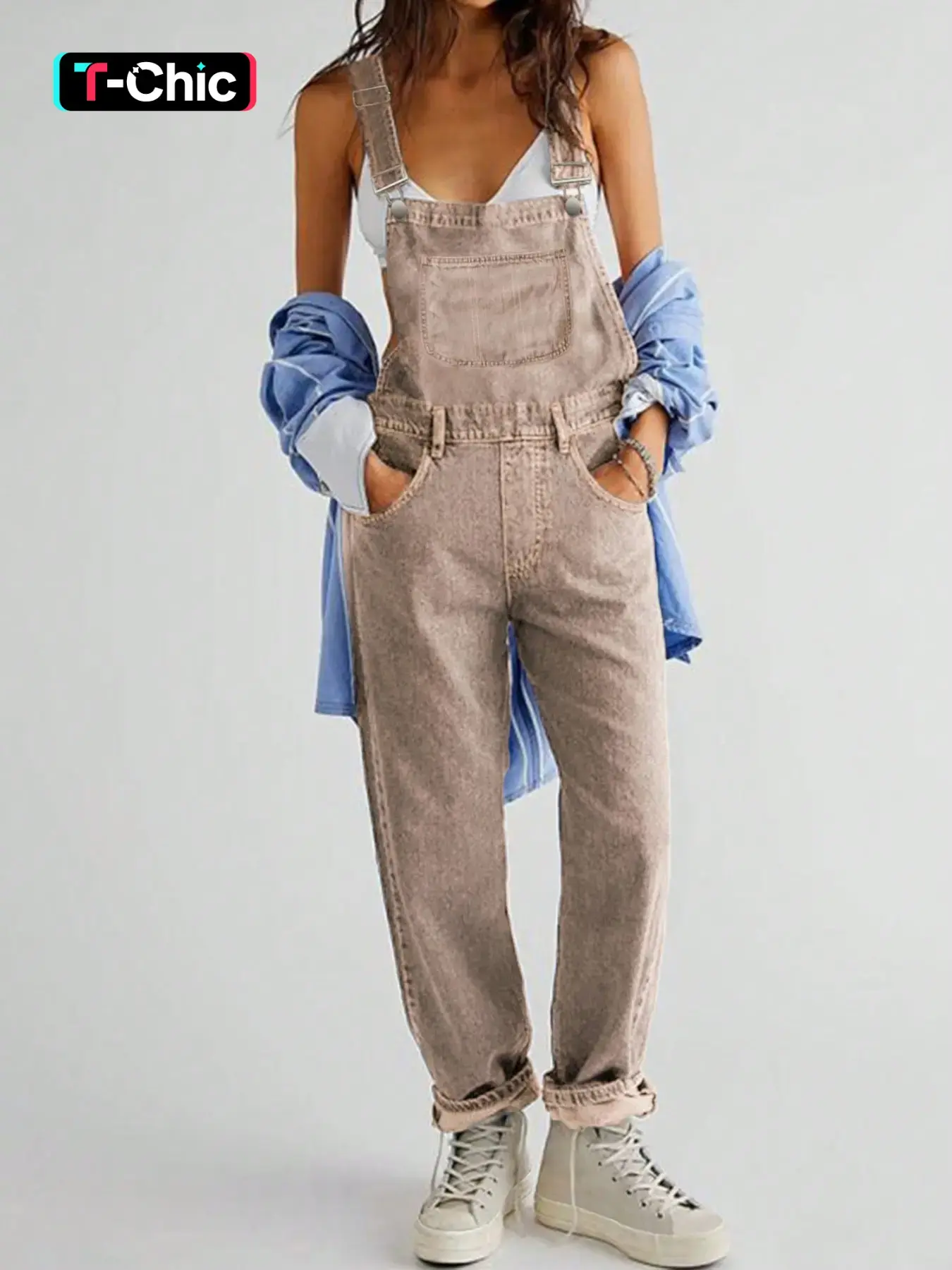 Women's Denim Jean Overalls, Casual Versatile Adjustable Strap Bib Pants, Comfortable, Stylish & Aesthetic Ladies' Workwear, Perfect for Everyday Use