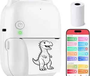 EFFUN Smart AI Voice Wireless Portable Thermal Printer, Mini Inkless Device with App, 1 Roll Paper & Sticky Labels for Sticker Output, Kids’ Gifts & Home Organization