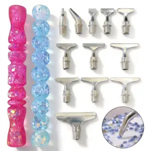 Premium 2-Piece Sparkle Resin Diamond Art Pens with Interchangeable Stainless Steel Placers