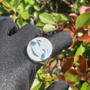 European And American Style Hip-Hop Smiley Face Emoji Pattern Ring, Real Gold Plated, Fashionable And Unique Ring For Trendy Individuals