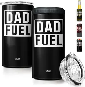 4-In-1 Dad Tumbler Gifts for Dad from Daughter Son - 16Oz Dad Fuel Can Cooler Tumblers Travel Mug Cup - Stainless Steel Insulated Cans Coozie Christmas, Birthday, Father'S Day Gift for Daddy