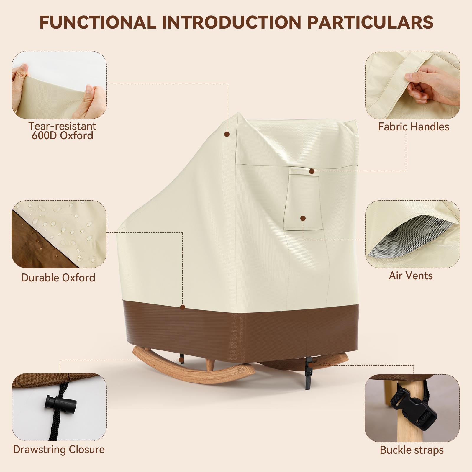 Multi-Size Waterproof Oxford Fabric Double Wicker Hanging Egg Chair Cover - PVC Inner Shield, Double Stitched, Full Outdoor Protection for Rocking Patio Furniture