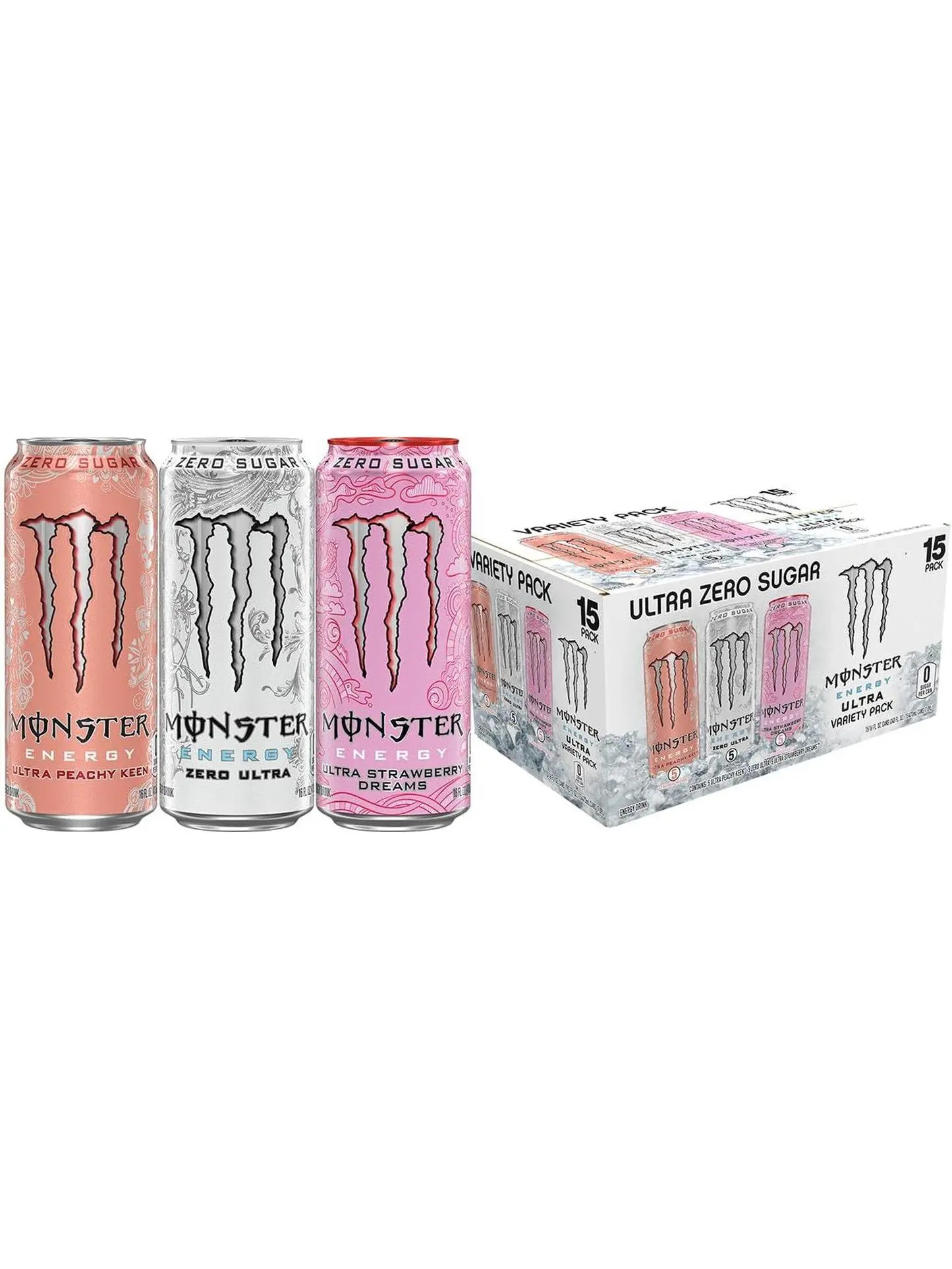 Monster Energy Zero Ultra, Sugar Free Energy Drink, 16 Ounce | Pack of 15