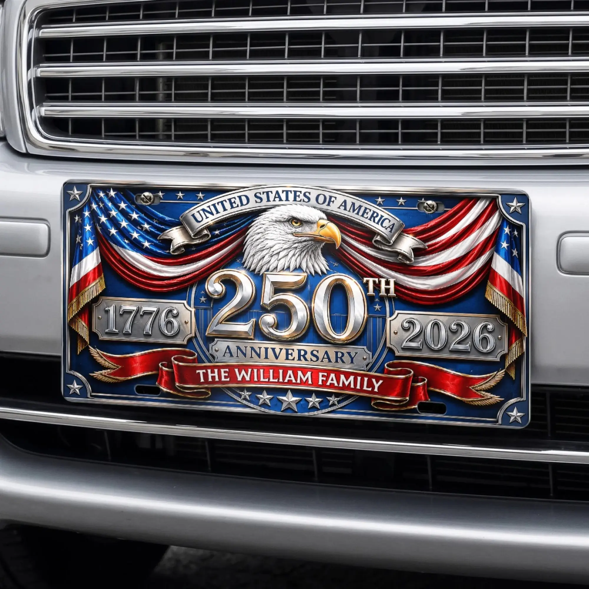 Custom License Plate, Personalized America 250th Anniversary Gifts For Mom, Dad, Brother, Sister, Kids, Together We Spark Joy, Standard 6 x 12 Inch Size