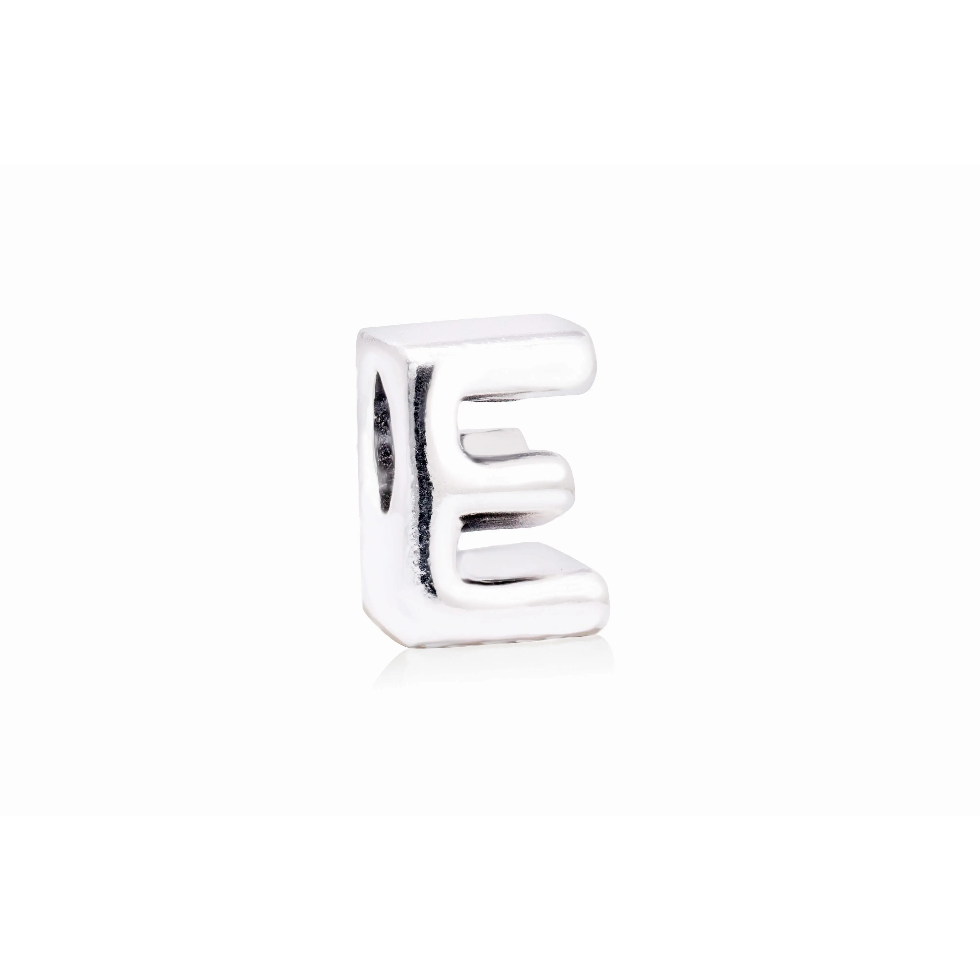 PANDORA Letter E Charm - 797459, Casual Decorative Collectibles, All-Silver Charms & Pendants Fashion Accessory, Letter Enthusiasts