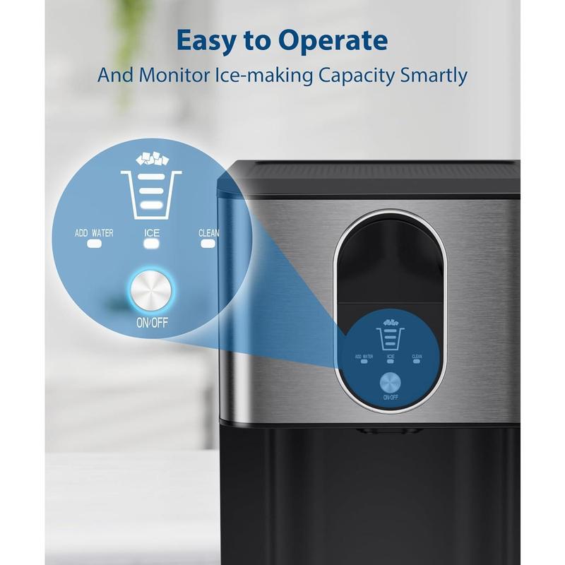 COWSAR Nugget Ice Maker Dispenser, Self Dispensing Pellet Ice Maker, 44lbs/24H, 15mins Quick Ice Make, 3.3lbs Ice Storage, Ice Full Indicator, Self-Cleaning, Home, Kitchen, Bar, Party