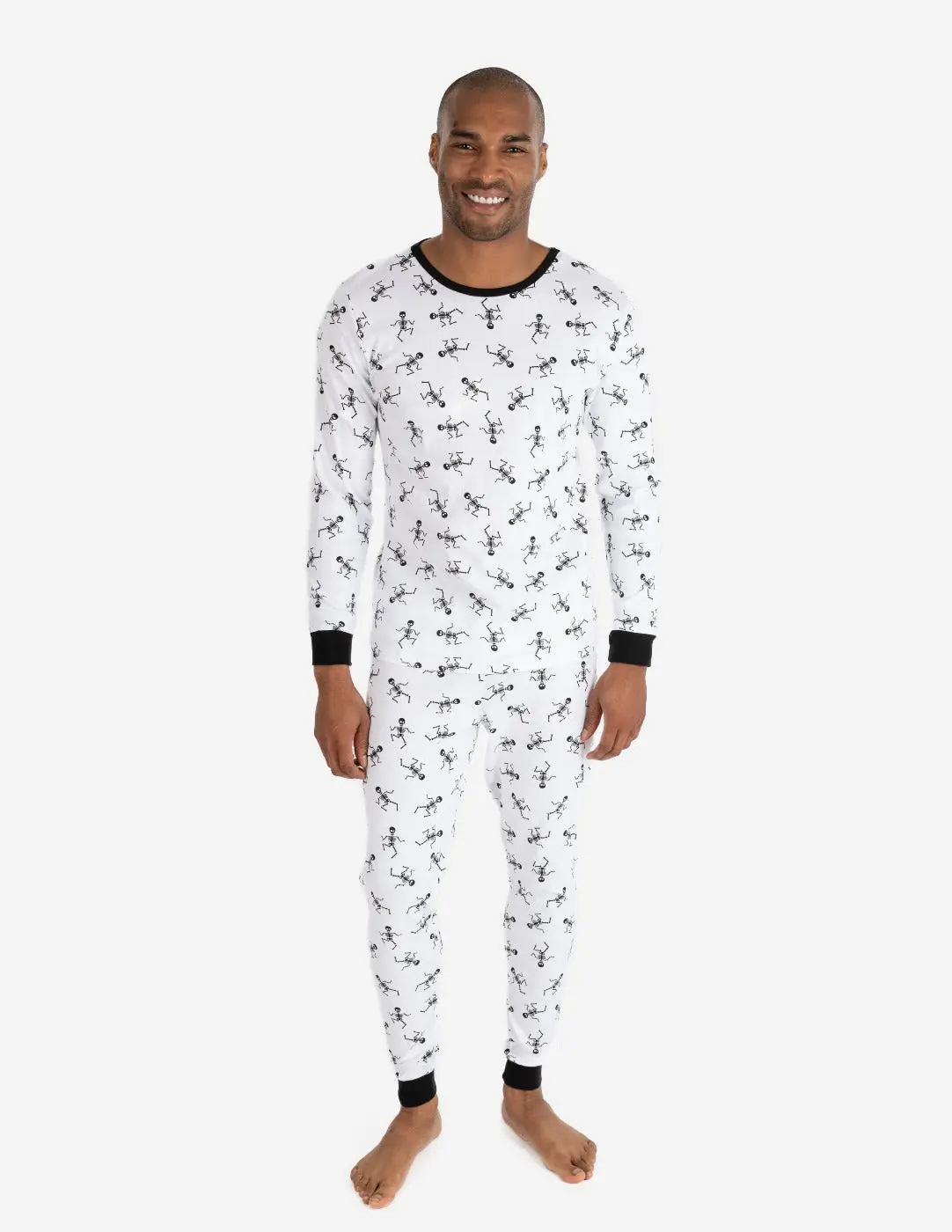 Mens White Skeleton Pajamas