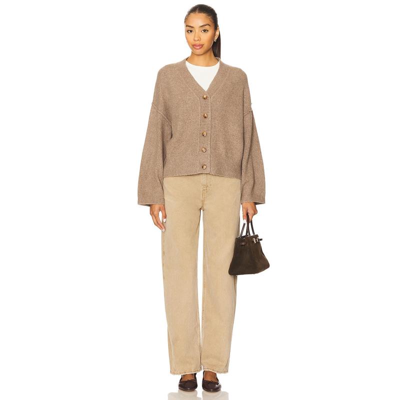 Free People Cool Of The Night Cardi in Mocha Melange