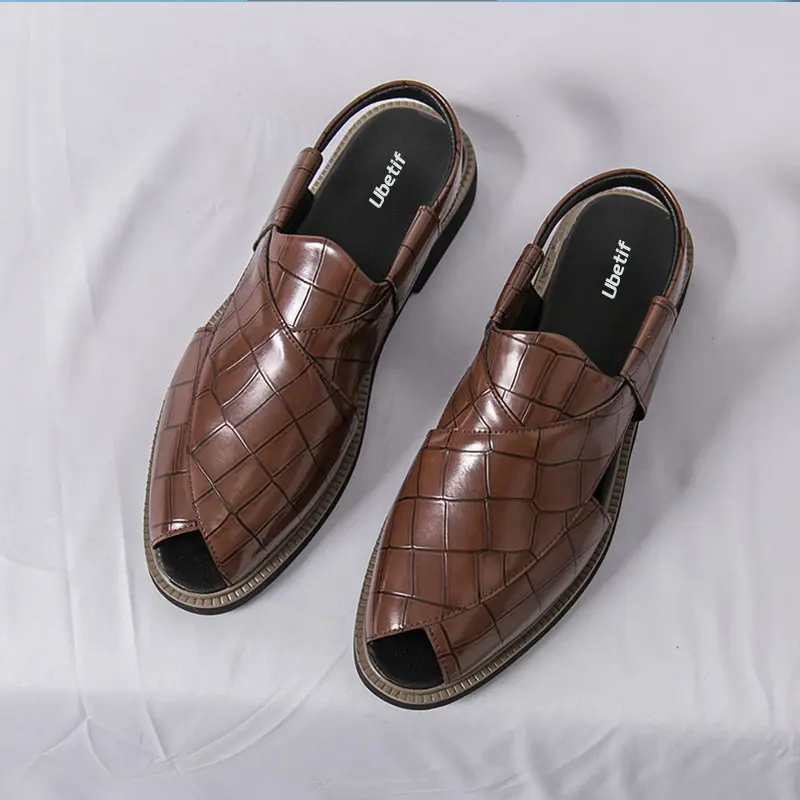 Men’s Leather Toepost Slip-On Sandals - Chic Street Casual Walking Shoes with Non-Slip Rubber Sole, Suitable for Vacations, Beach Wear, Outdoor