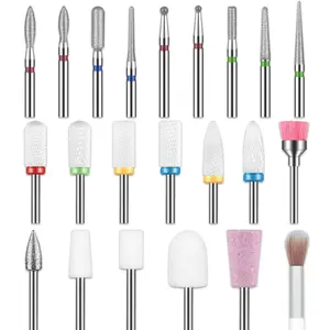 22pcs Nail Drill Bits Set, Professional 3/32'' Ceramic Diamond Safety Drill Bits Nail Tech, Cuticle Remover Drill Bit for Acrylic Gel Efile Nail Drill, Nail Manicure Pedicure Set, Salon Home