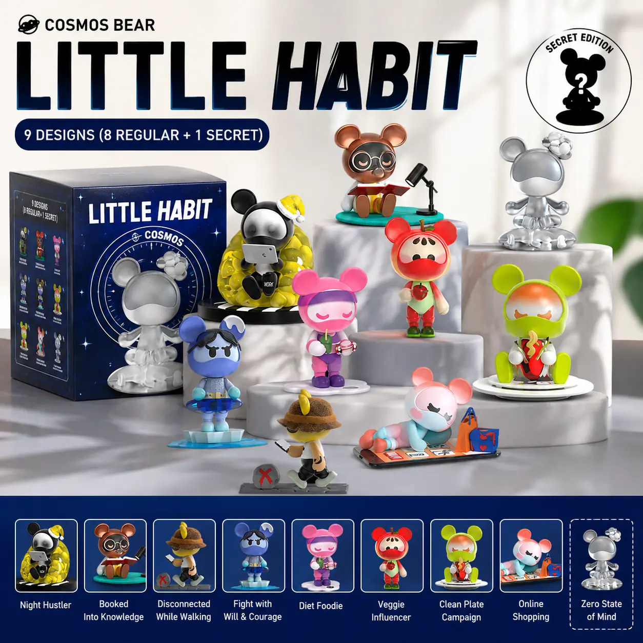 COSMOS Bear Blind Box Collectible Toys-Small Habits Series