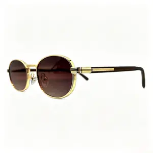 Retro Round Sunglasses - Gold Metal Frame with Brown Gradient Lenses, UV400 Protection, Luxury Vintage Style for Men & Women, Ideal for Daily Wear, Driving, and Outdoor Activities
