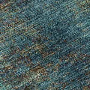 HomeRoots 674897 Machine-Washable Abstract Transitional Area Rug, 9x12 ft Teal & Brown Rectangle, UV-Protected Machine-Made Household Textile, Machine-Washable Area Rugs