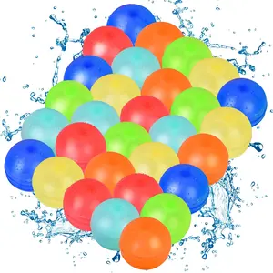 30PCS Reusable Self Sealing Refillable Silicone Water Splash Balls Non-Magnetic Water Bombs for Kids Adults Summer Outdoor Activity Toys for Boys & Girls