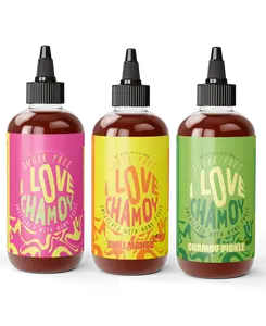Variety Bundle Sugar Free Chamoy - Diabetic Friendly - Carb Free - Vegan - Gluten Free - Tangy - No Artificial Dyes - Mexican Candy Sauces Flavor: Chamoy Pickle, Chamoy Mango and Chamoy Original