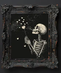 Skeleton Hearts Halloween Decor Home Decor Unframed 8x10 Premium Matte Art Print Artistic Room Decoration Wall Photo Poster