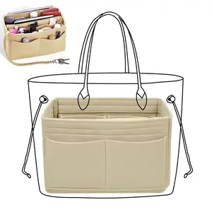 Purse Organizer Insert Felt Bag Handbag Tote Organizer Fits Speedy Neverfull  Medium Beige