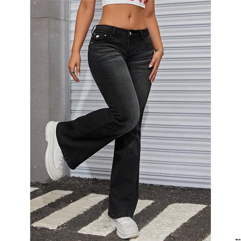 Jeans Flared Solid Color ICON SHEIN