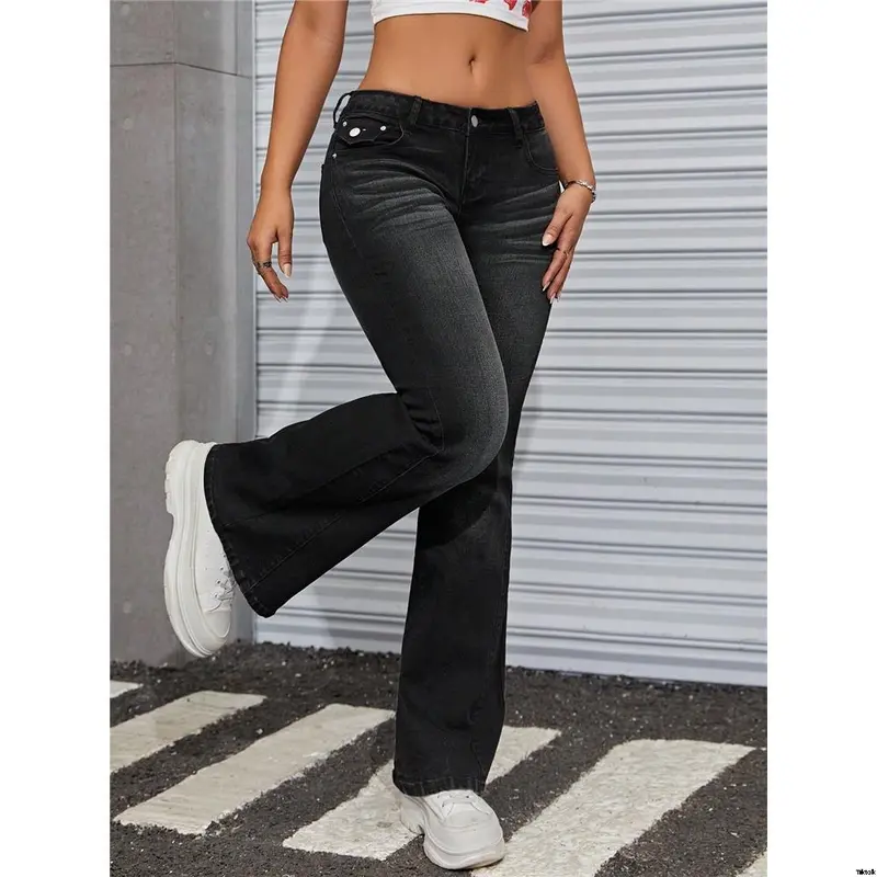 Jeans Flared Solid Color ICON SHEIN