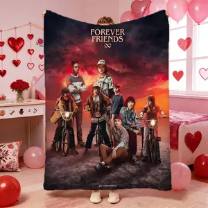 This Stranger Things sci-fi thriller-themed flannel blanket is incredibly soft and durable, perfect for the office, sofa, bedroom, or any home.